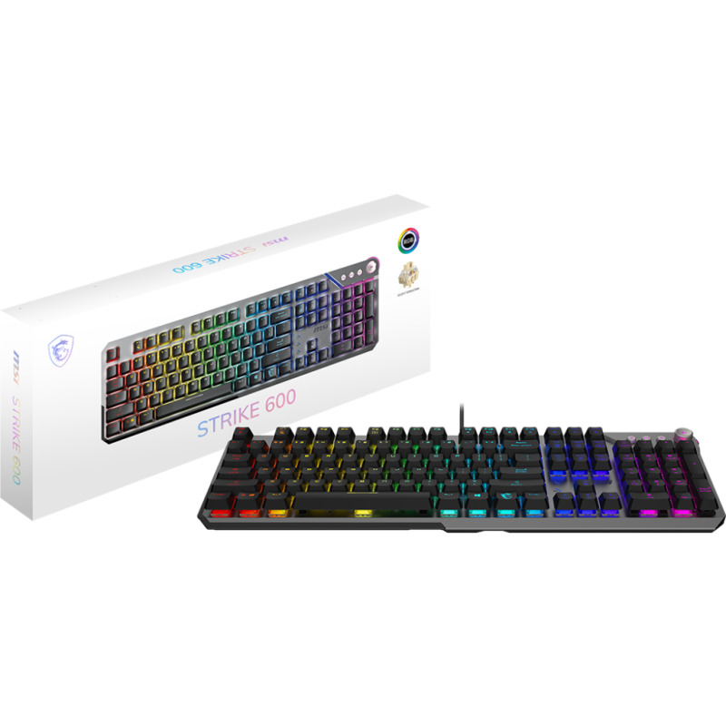 Teclado MSI STRIKE 600 RGB alambrico Switches Kailh Midnight Pro Silent Tactile aleacion de aluminio image 5